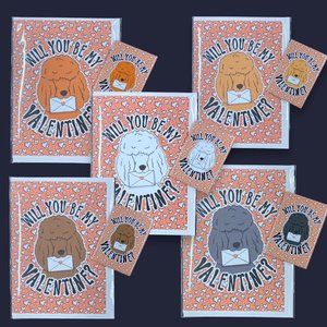 Standard Poodle Dog Valentines Day Card Magnet Set Handmade - 5 colors avail